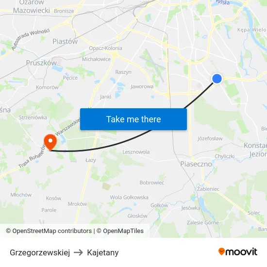 Grzegorzewskiej to Kajetany map