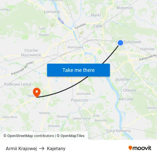 Armii Krajowej to Kajetany map