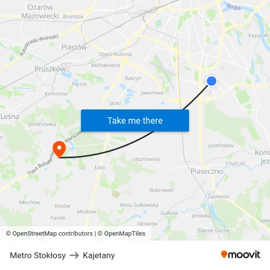 Metro Stokłosy to Kajetany map