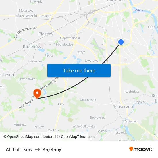Al. Lotników to Kajetany map