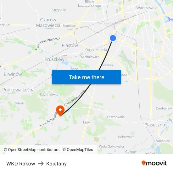WKD Raków to Kajetany map