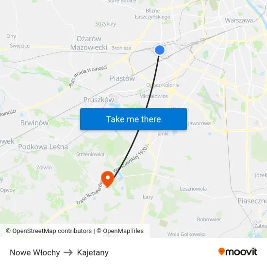 Nowe Włochy to Kajetany map