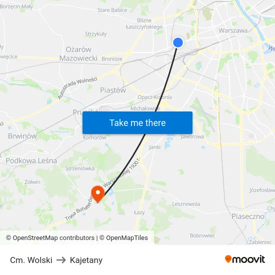 Cm. Wolski to Kajetany map