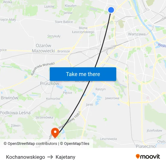 Kochanowskiego to Kajetany map