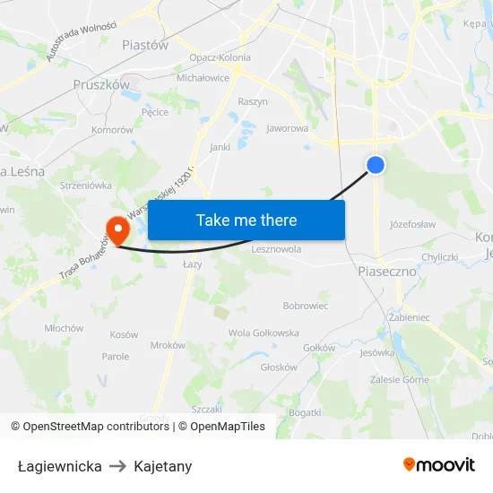 Łagiewnicka to Kajetany map