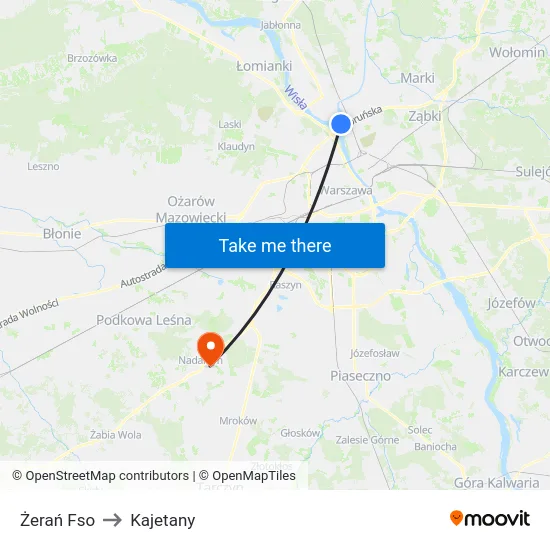 Żerań Fso to Kajetany map