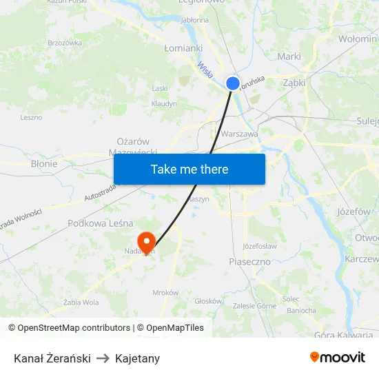 Kanał Żerański to Kajetany map