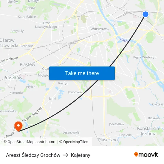 Areszt Śledczy Grochów to Kajetany map