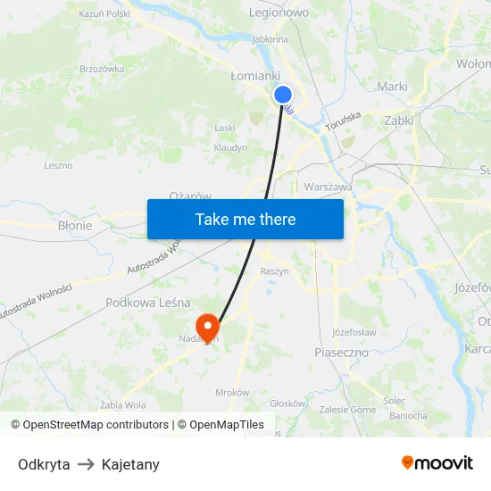 Odkryta to Kajetany map