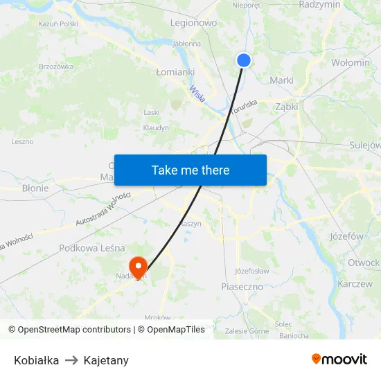 Kobiałka to Kajetany map