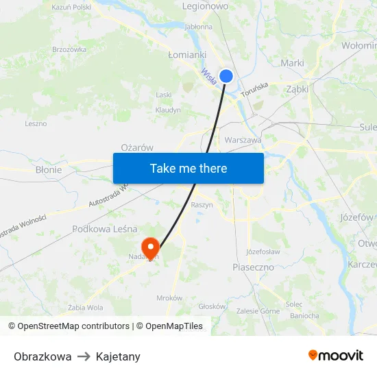 Obrazkowa to Kajetany map