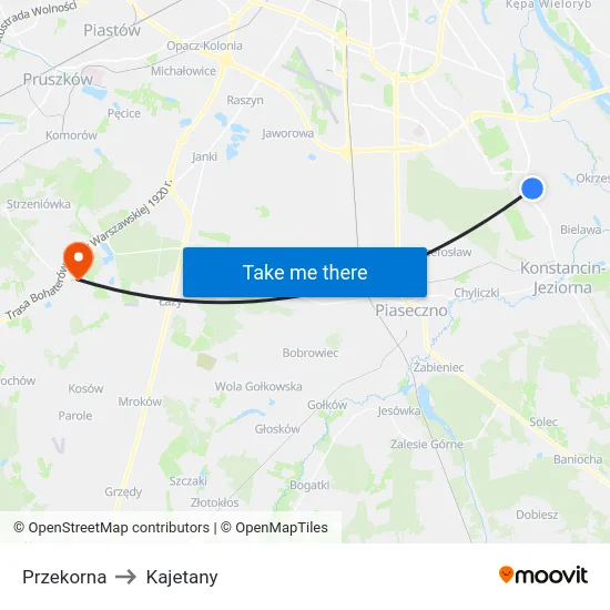 Przekorna to Kajetany map