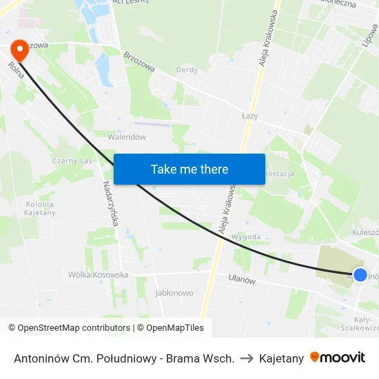 Antoninów Cm. Południowy - Brama Wsch. to Kajetany map
