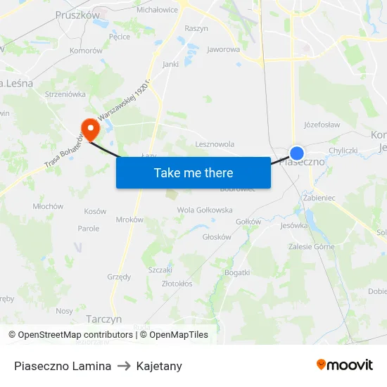 Piaseczno Lamina to Kajetany map