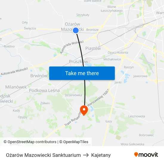 Ożarów Mazowiecki Sanktuarium to Kajetany map