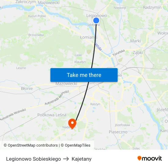 Legionowo Sobieskiego to Kajetany map