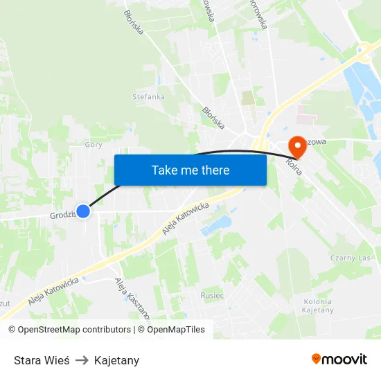 Stara Wieś to Kajetany map