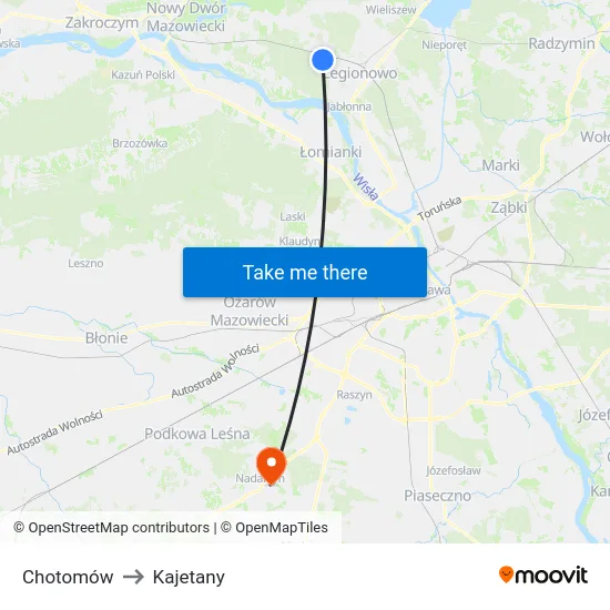Chotomów to Kajetany map