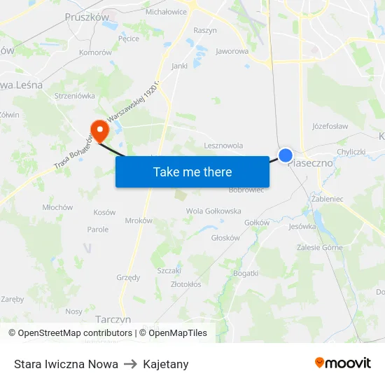 Stara Iwiczna Nowa to Kajetany map