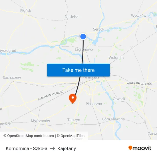Komornica - Szkoła to Kajetany map