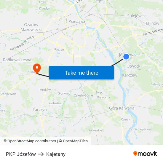 PKP Józefów to Kajetany map