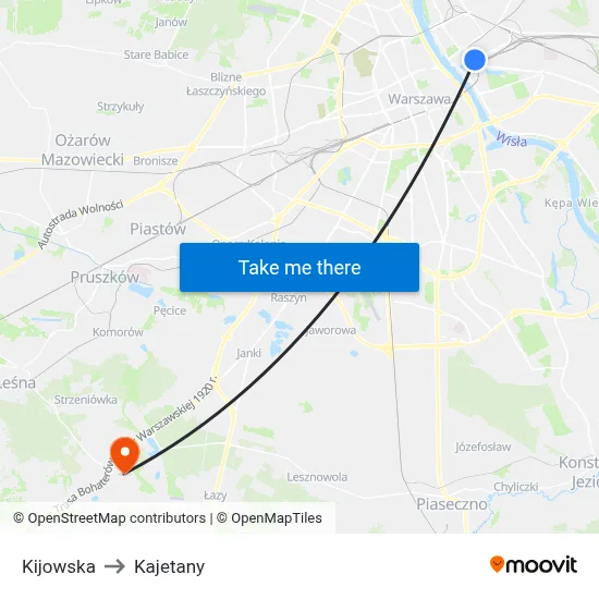Kijowska to Kajetany map