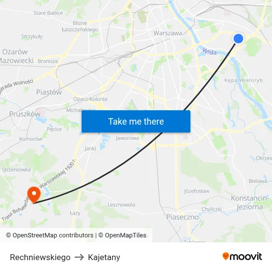 Rechniewskiego to Kajetany map