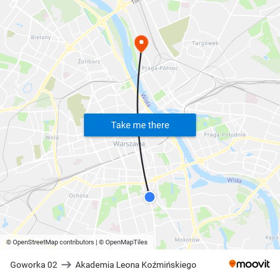 Goworka to Akademia Leona Koźmińskiego map