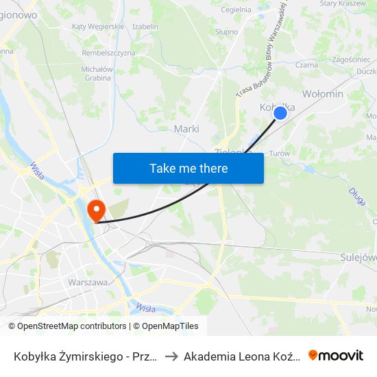 Kobyłka Żymirskiego-Przychodnia to Akademia Leona Koźmińskiego map