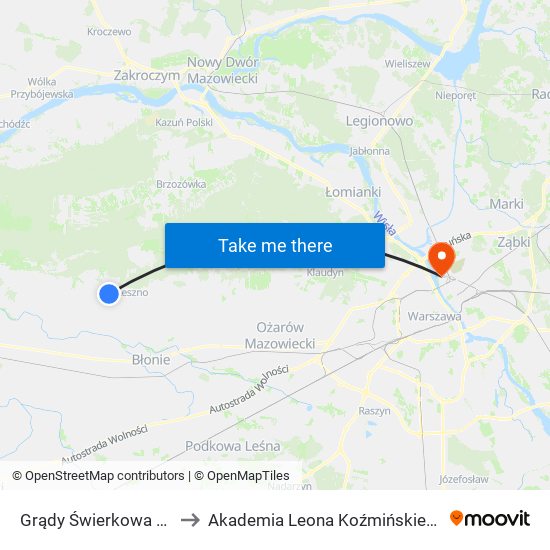 Grądy Świerkowa 02 to Akademia Leona Koźmińskiego map