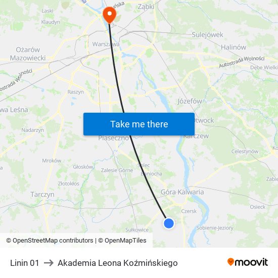 Linin 01 to Akademia Leona Koźmińskiego map