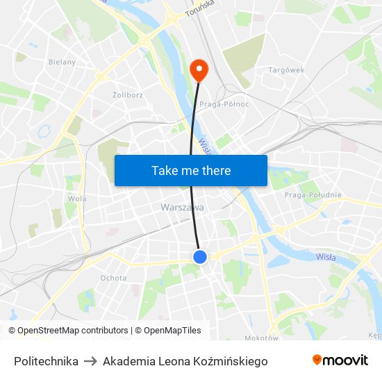 Politechnika to Akademia Leona Koźmińskiego map