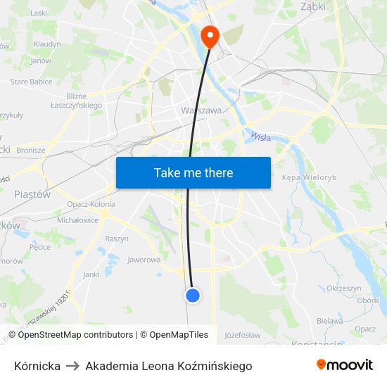 Kórnicka to Akademia Leona Koźmińskiego map