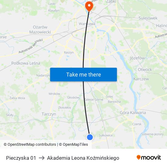 Pieczyska 01 to Akademia Leona Koźmińskiego map