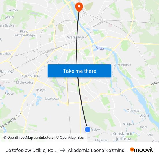 Józefosław Dzikiej Róży 01 to Akademia Leona Koźmińskiego map