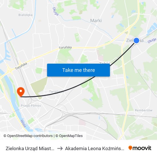 Zielonka Urząd Miasta 02 to Akademia Leona Koźmińskiego map