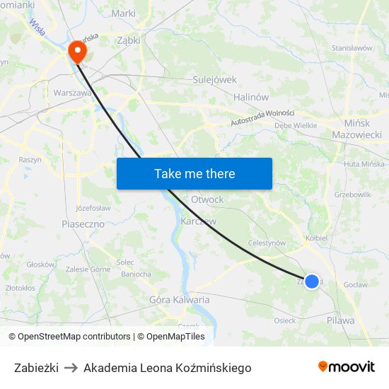 Zabieżki to Akademia Leona Koźmińskiego map