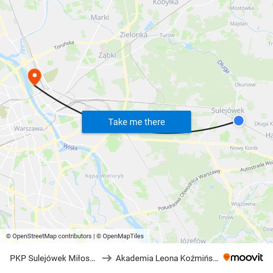 PKP Sulejówek Miłosna 01 to Akademia Leona Koźmińskiego map