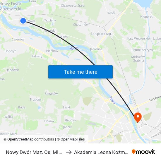 Nowy Dwór Maz. Os. Młodych 01 to Akademia Leona Koźmińskiego map