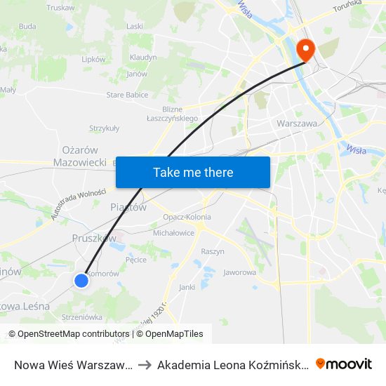 Nowa Wieś Warszawska to Akademia Leona Koźmińskiego map