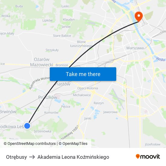 Otrębusy to Akademia Leona Koźmińskiego map