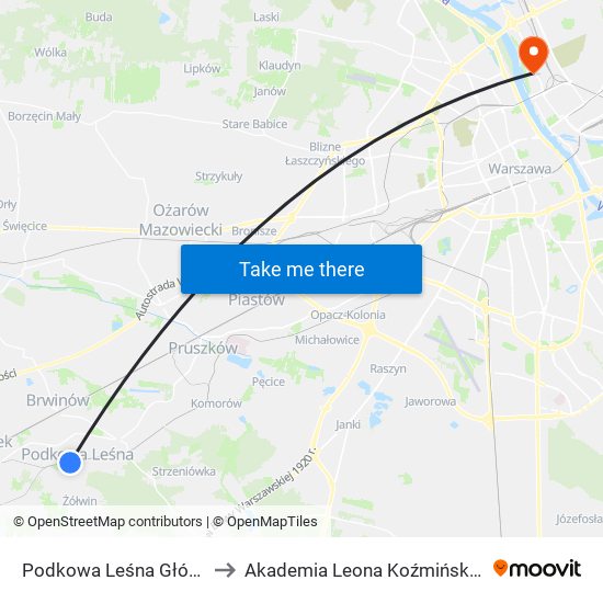 Podkowa Leśna Główna to Akademia Leona Koźmińskiego map