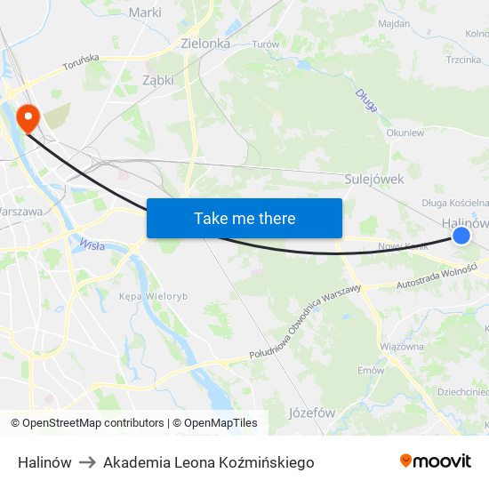 Halinów to Akademia Leona Koźmińskiego map