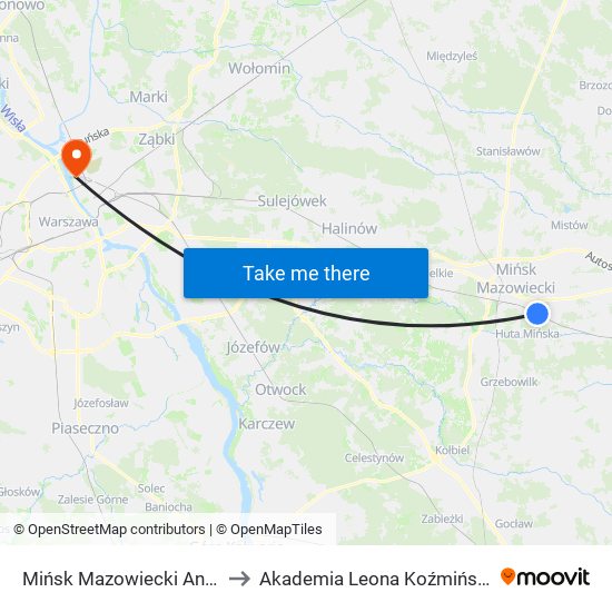 Mińsk Mazowiecki Anielina to Akademia Leona Koźmińskiego map