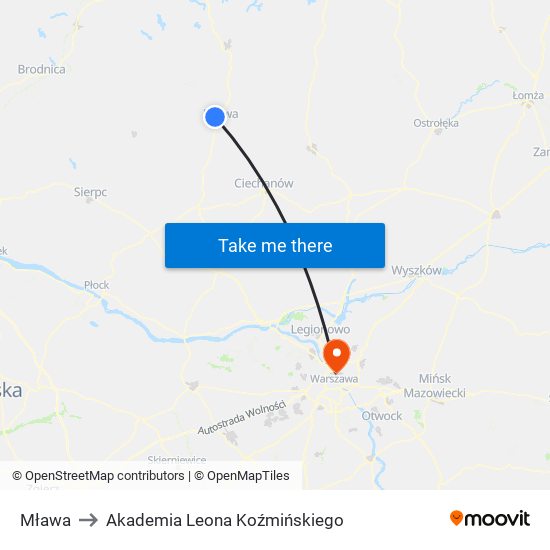 Mława to Akademia Leona Koźmińskiego map