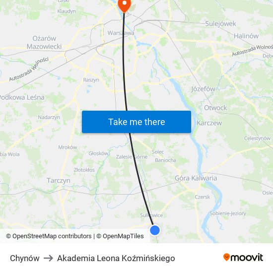 Chynów to Akademia Leona Koźmińskiego map