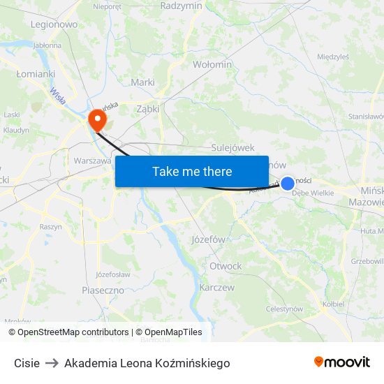 Cisie to Akademia Leona Koźmińskiego map