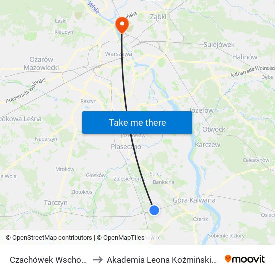 Czachówek Wschodni to Akademia Leona Koźmińskiego map