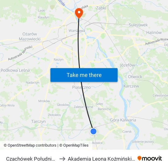 Czachówek Południowy to Akademia Leona Koźmińskiego map