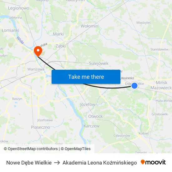 Nowe Dębe Wielkie to Akademia Leona Koźmińskiego map